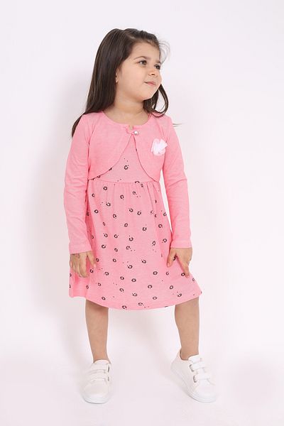Toontoy Girl's Dress with Chest Flower Detail