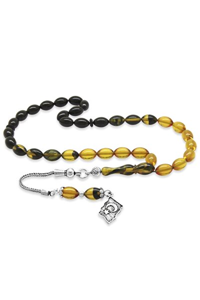 Tesbihane 925 проба срібний браслет з бахромою, жовтий бурштин, чотки