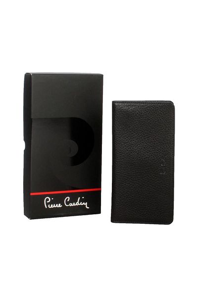 Pierre Cardin Black Logo Leather Wallet Upright Model 11055