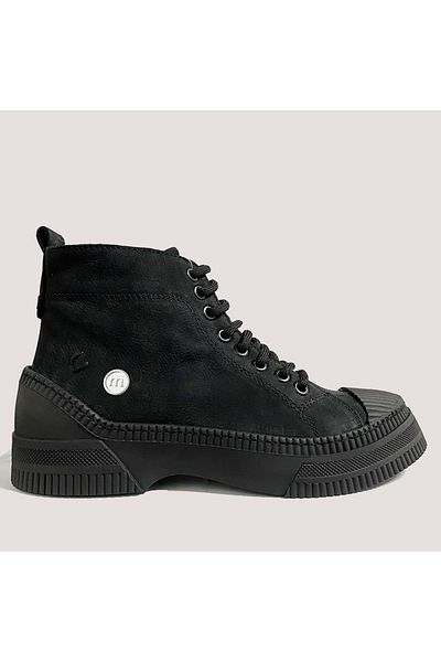 Mammamia Δερμάτινες μπότες με φερμουάρ Nubuck 1495 - Μαύρο - 39