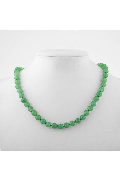 OSMANLI DOĞAL TAŞ Green Aventurine 8 Mm Knotted Natural Stone Necklace