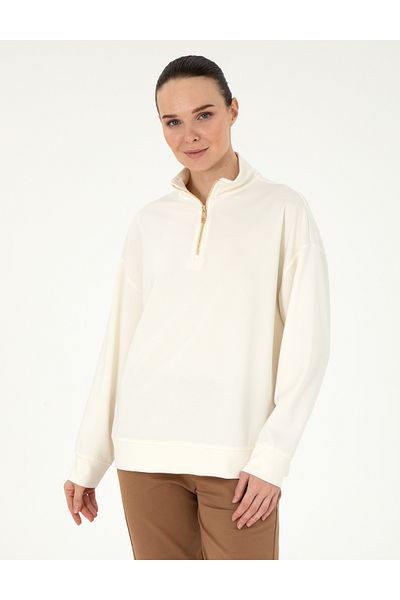 Pierre Cardin Ecru Regular Fit Modal Fabric Sweatshirt 50308116 -Vr019
