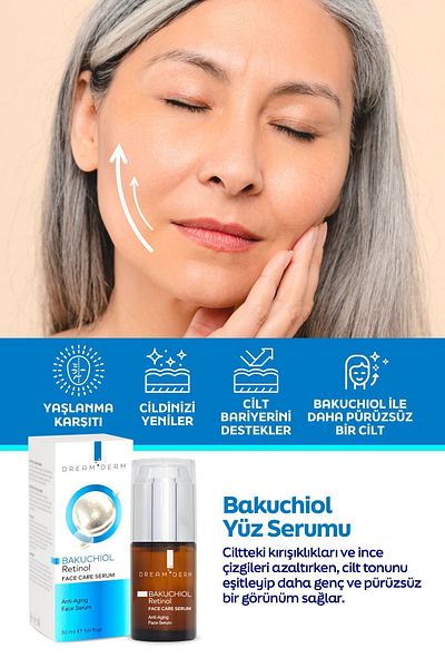 Dream Derm Bakuchiol & Retinol Face Serum - Anti-Aging and Skin Renewal Care 30 ml