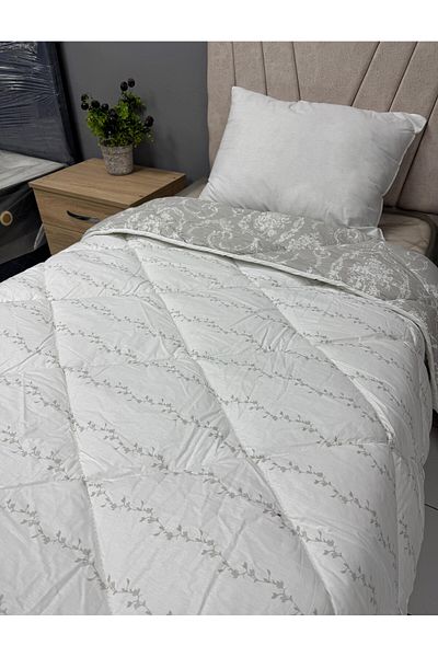 Clasy 100% Cotton Ranforce Single Quilt Double Sided Asrt Gray Floral Pattern
