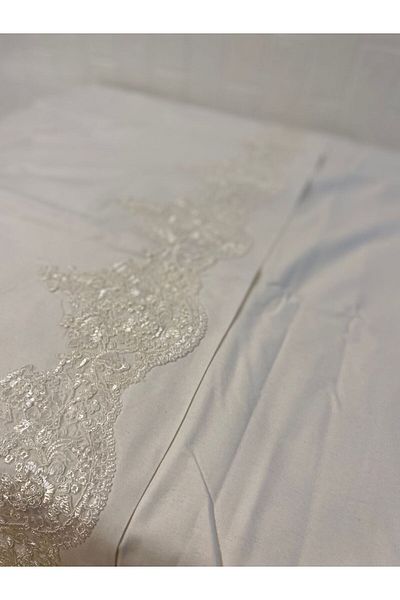 Vinezza Home Collection Κομψό βαμβακερό λινό σετ κρεβατιού με γαλλικό κορδόνι