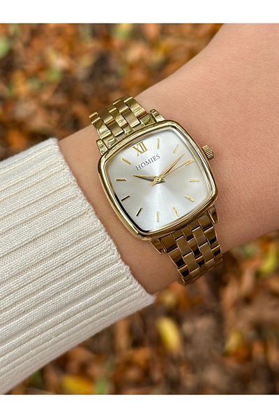 Homies Gold Color Square Women's Wrist Watch