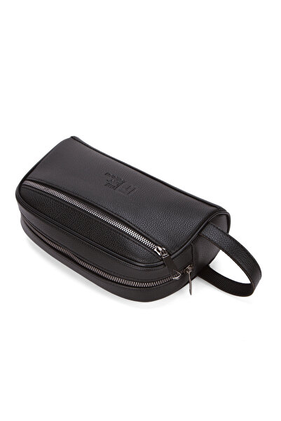 LOOP DESIGN Black Vegan Leather Personal Care and Daily Clutch Bag, Large Portfolio & Clutch Bag