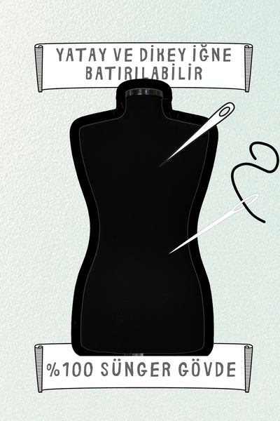 Acar Raf Terzi Mankeni Süngerli Prova Mankeni Siyah Kumaş Kaplamalı 38 Beden