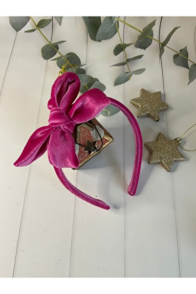 MADE BY PERİ تاج مخملي من الحرير الفوشيا - مع تفاصيل فيونكة