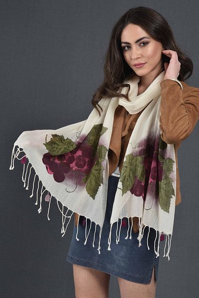 Dosimira Women's Grape Lace Printed Cotton Scarf
