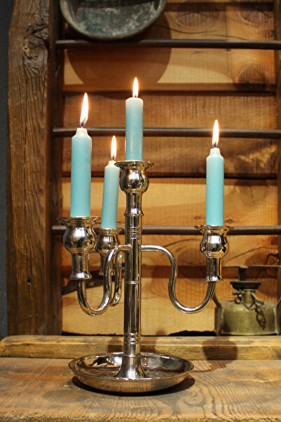 TURNA BAKIR Vintage 4lü Şamdan Nikel Turna2612-2