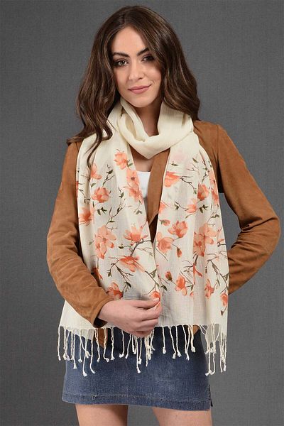 Dosimira Apricot Flower Scarf