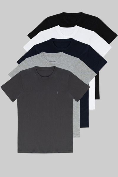 BLUETIFUL Bărbați, negru, alb, bleumarin, gri afumat, 100% bumbac, pachet de ...