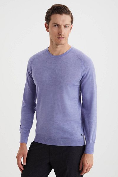 Hemington Slim Fit Crew Neck Light Purple Merino Wool Knitwear