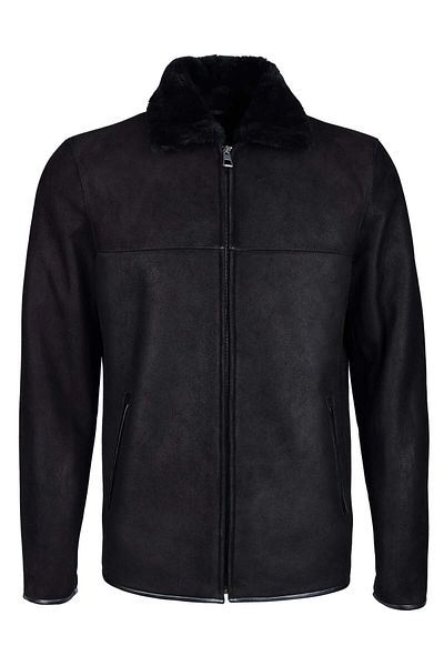 Tamer Tanca Men's Genuine Leather Black Leather Coat