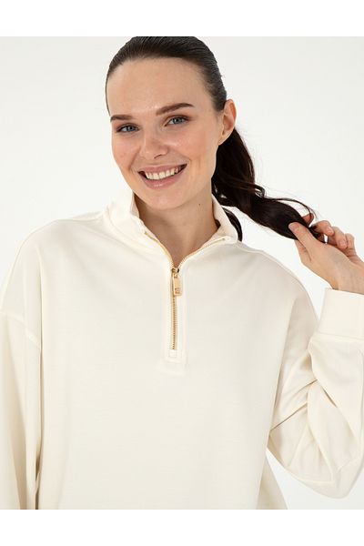 Pierre Cardin Ecru Regular Fit Modal Fabric Sweatshirt 50308116 -Vr019