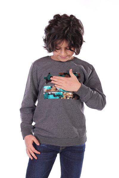 Toontoy Boy's Camouflage Sweatshirt - Sequin Design