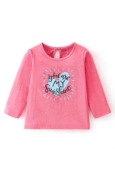 Babyhug Babyhug Cotton Knit Full Sleeves T-Shirt with Graphics Print - Pink