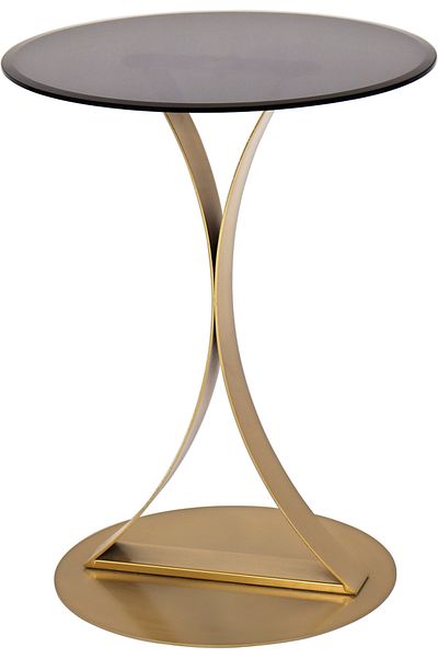 Areka Golden Glass Service Table With Golden Iron Base