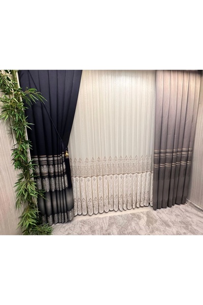 NİVEMESHOME PERDEA DE TUL PLIAT 1/3 DENS CU TEXTURA CATIFELA KAMELYA APM