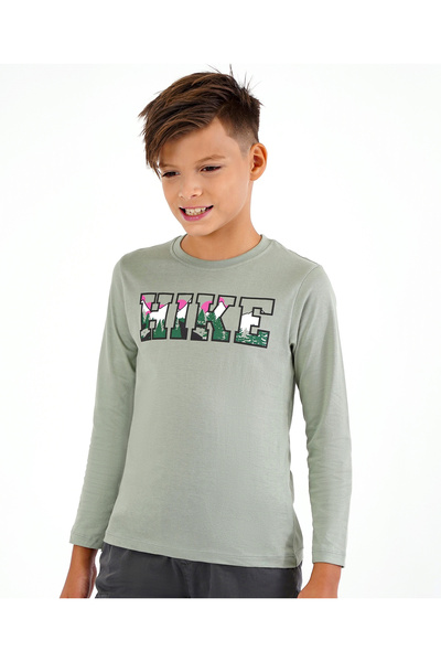 Primo Gino 100% Cotton Full Sleeves T-Shirt Text Print- Green