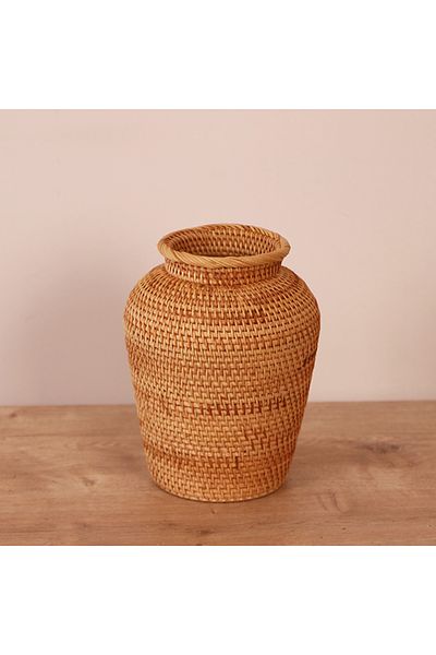 Renesse Home مزهرية صغيرة مصنوعة يدويًا من الروطان ووعاء زهور من Zeyla (16x20 سم)