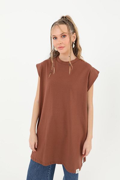 Soul Women's Basic Sleeveless T-Shirt - 30725Tun - Brown