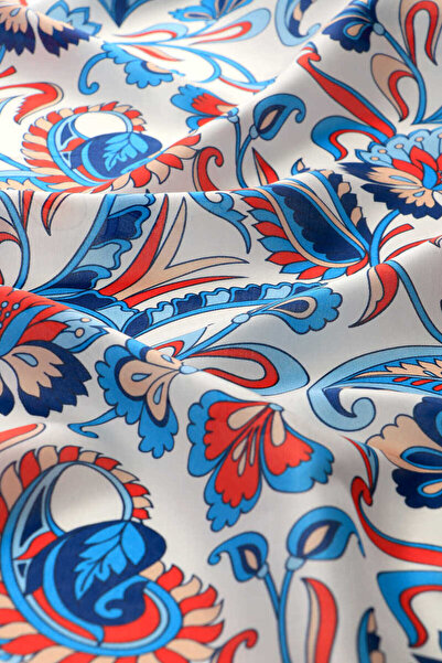 Bursa İpek Μεταξωτό μαντίλι με μοτίβο λουλουδιών Ice Blue