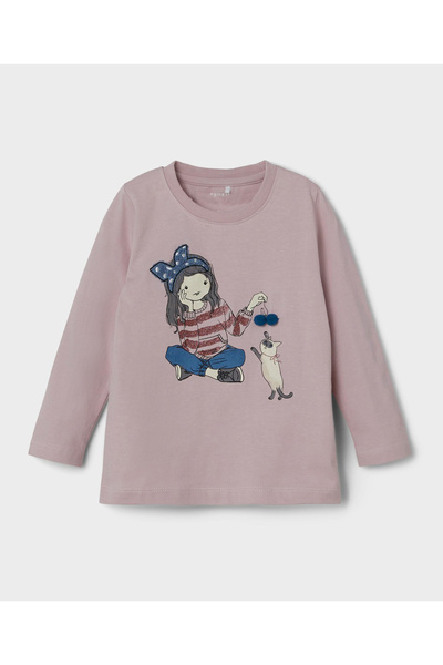 Name it تي شيرت تيفا بأكمام طويلة - بنفسجي ثلجي