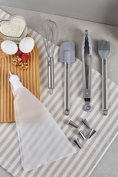 Karçiçeği Home Cake Gray 10 Piece Cake Serving Set