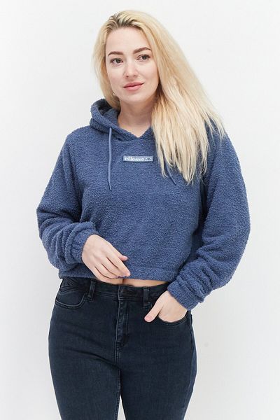 Ellesse Women Sportswear Fit Brand Logo Drawstring Hoodie, Dusty Blue