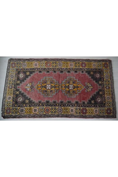 120x216 cm El Yapımı Pembe Vintage Türk Halısı, Geleneksel Anadolu Yün Halı, Osmanlı Tarzı Dekoratif