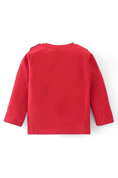 Babyhug Babyhug Cotton Knit Full Sleeves T-Shirt Text Print - Red