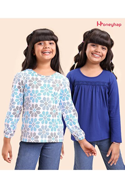 Honeyhap بلوزة قطنية فاخرة 100% بأكمام طويلة وطبعة زهور مع لمسة نهائية بيولوج...