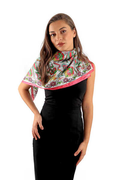 Bursa İpek Φούξια μοτίβο λουλουδιών Voile μεταξωτό μαντίλι