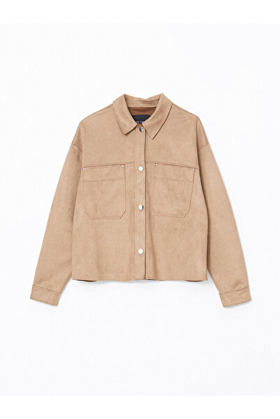 LC Waikiki Gömlek Yaka Süet Kadın Ceket