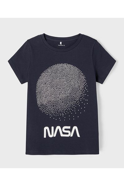 Name it Nasa Printed Short Sleeves T-Shirt - Dark Sapphire