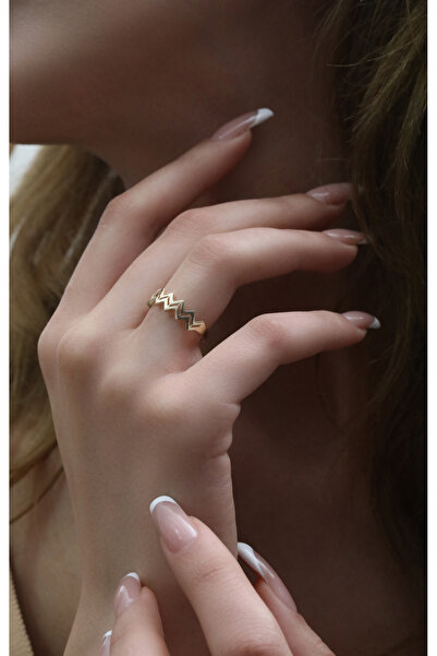 Kuyumcum 14 Ayar Altın Chemin Vague Yüzük, Anneye Eşe Sevgiliye Hediye