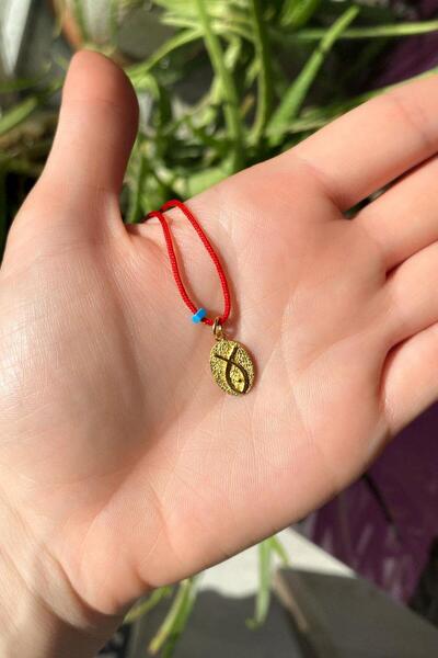 Spossy Silver Jewelry 925 Ayar Gümüş, 14 Ayar Gold, Kırmızı İpli Balık Şans K...