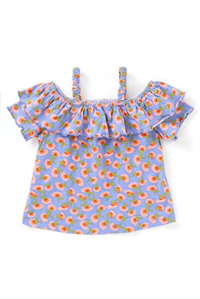 Babyhug Babyhug 100% Cotton Knit Half Sleeves Top with Frill Detailing Floral...