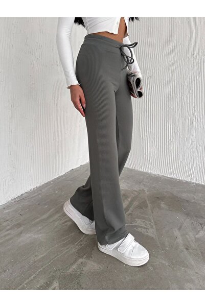 Gugus Γυναικείο παντελόνι με φαρδύ πόδι με φλις εσωτερικά, φαρδύ πόδι, φούτερ ΚΑΚΙ