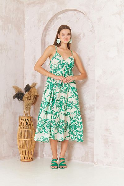 Darlin Moda Rochie maxi cu bretele din voile cu decolteu în V pentru femei DM1045