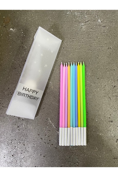 mey OFFICIAL Gökkuşağı Mum 10 adet 14cm