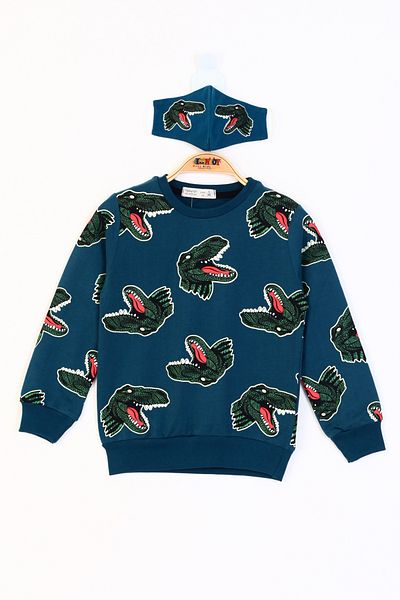 Toontoy Boy's Dinosaur Patterned Sweatshirt