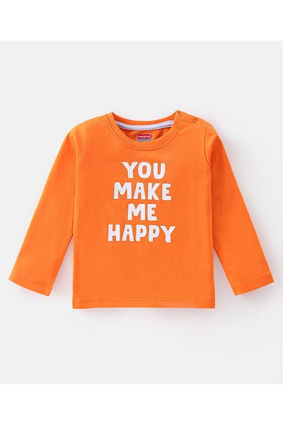 Babyhug تي شيرت قطني محبوك بأكمام طويلة وخطوط ورسومات نصية، عبوة من 3 قطع - متعدد الألوان