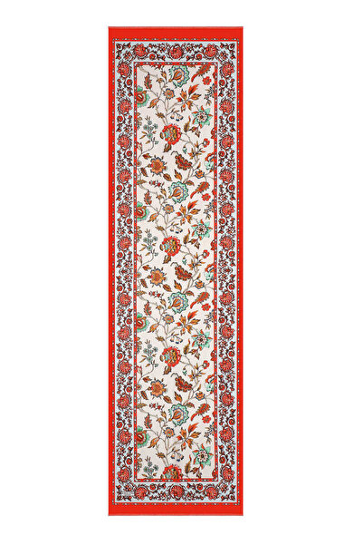 Bursa İpek Red Lilies Pattern Voile Silk Scarf