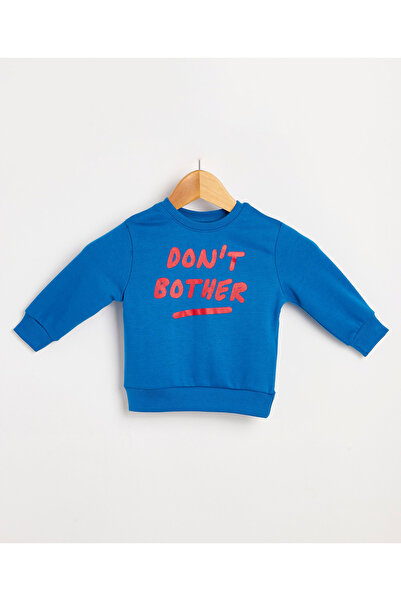 Minoti Basic Graphic Fleece Crew Top - Royal Blue