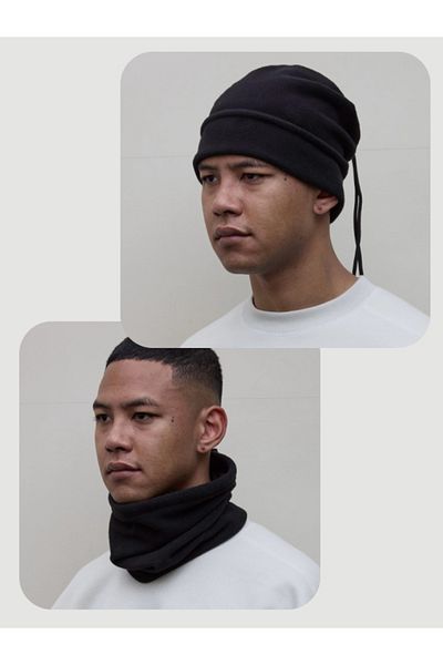 ACR Giyim Tekstil Forma Baskı Μαύρο Fleece Beanie και Λαιμόκοψη - Συσκευασία 30 τεμαχίων |   Θερμική προστασία Ειδική για Κρύο Καιρό