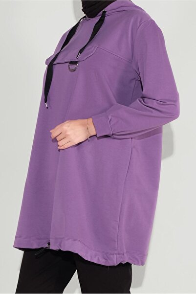 TRENDTESETTÜR Μωβ Γυναικείο Τούνικ με κουκούλα 3001 - A.MOR