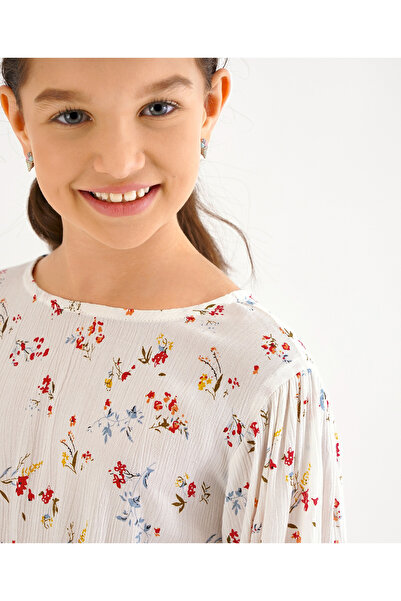 Primo Gino 3/4th Sleeves Top Floral Print- White